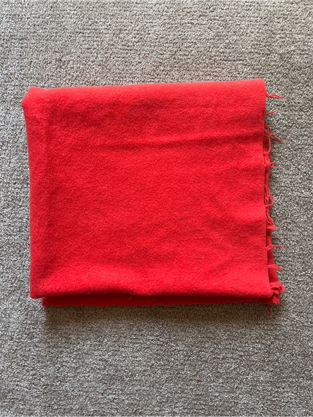 VTG 70’s Blood Orange Wool Throw Blanket (54in x 29in)